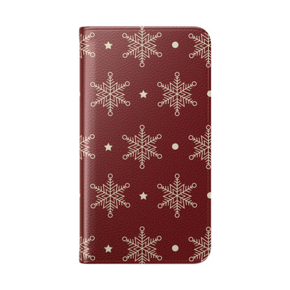 Cream Snowflakes Crimson - Samsung S23 Case - Wallet