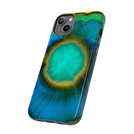 Neon Blue Ink Art iPhone Case (Protective) Phone Case