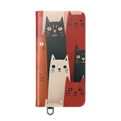 Cat Columns Orange - Samsung S25 Case - Wallet