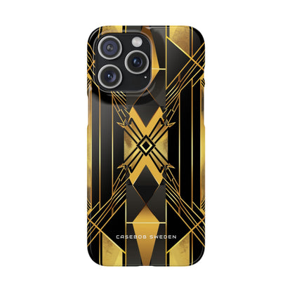 Golden Geometric Elegance iPhone 15 - Slim Phone Case