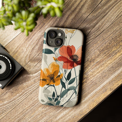 Elegant Floral Harmony iPhone 15 - Tough Phone Case