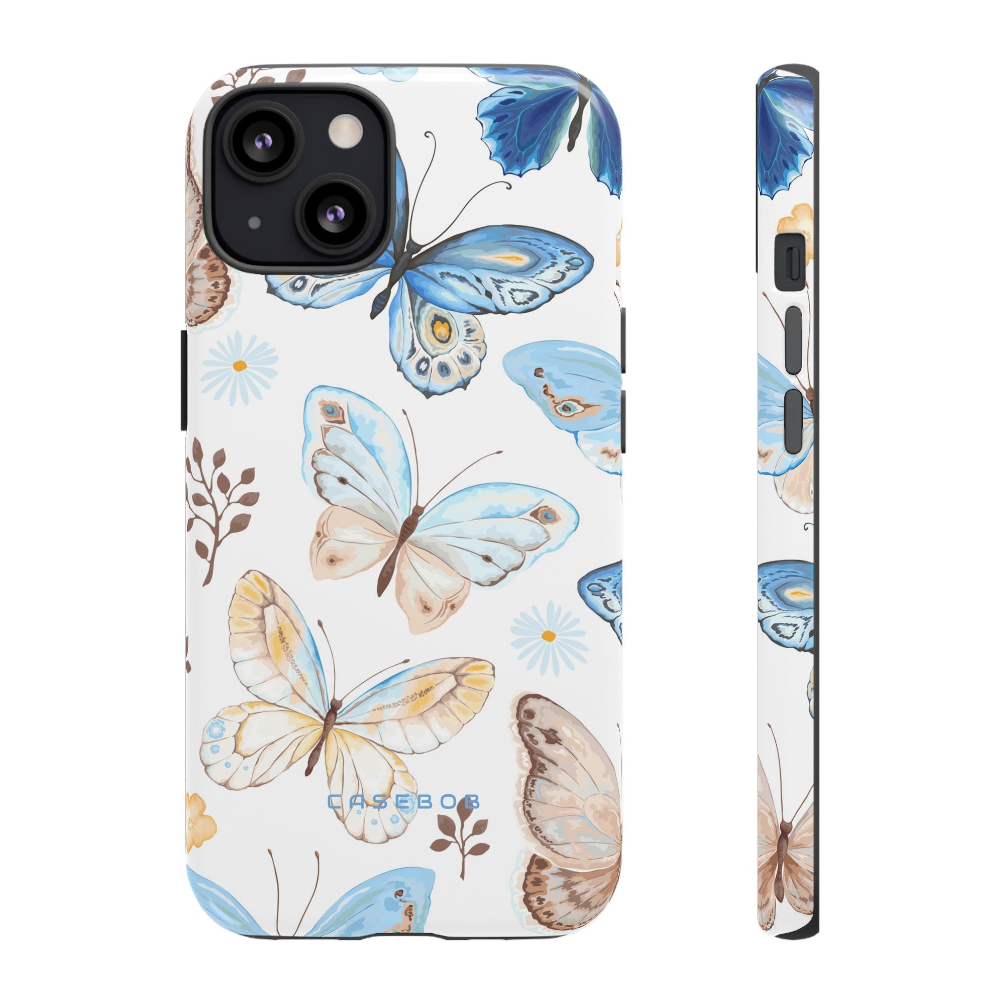 Flying Butterflies, Blue and Yellow iPhone case - Protective Phone Case