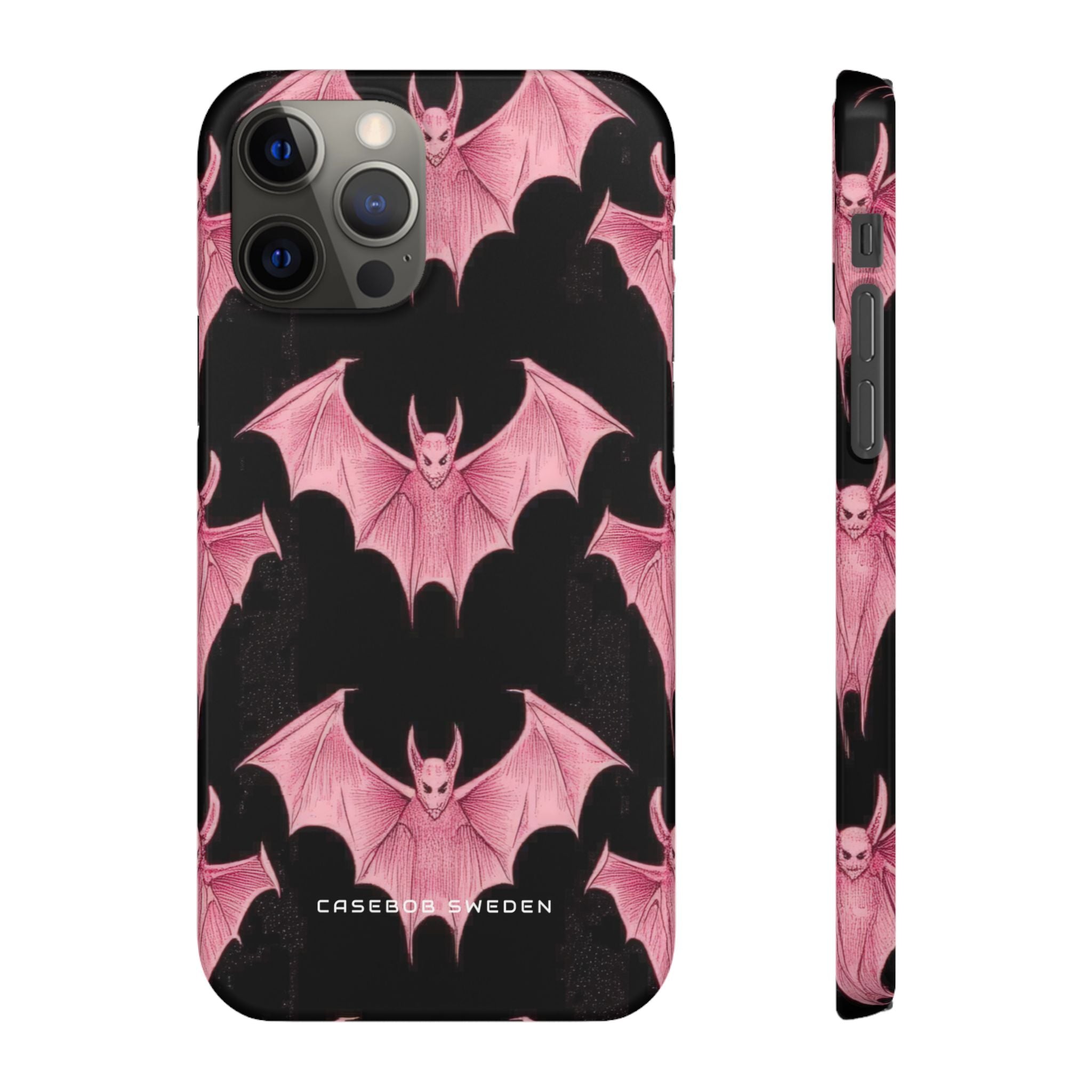 Gothic Pink Bats Aflame iPhone 12 - Slim Phone Case