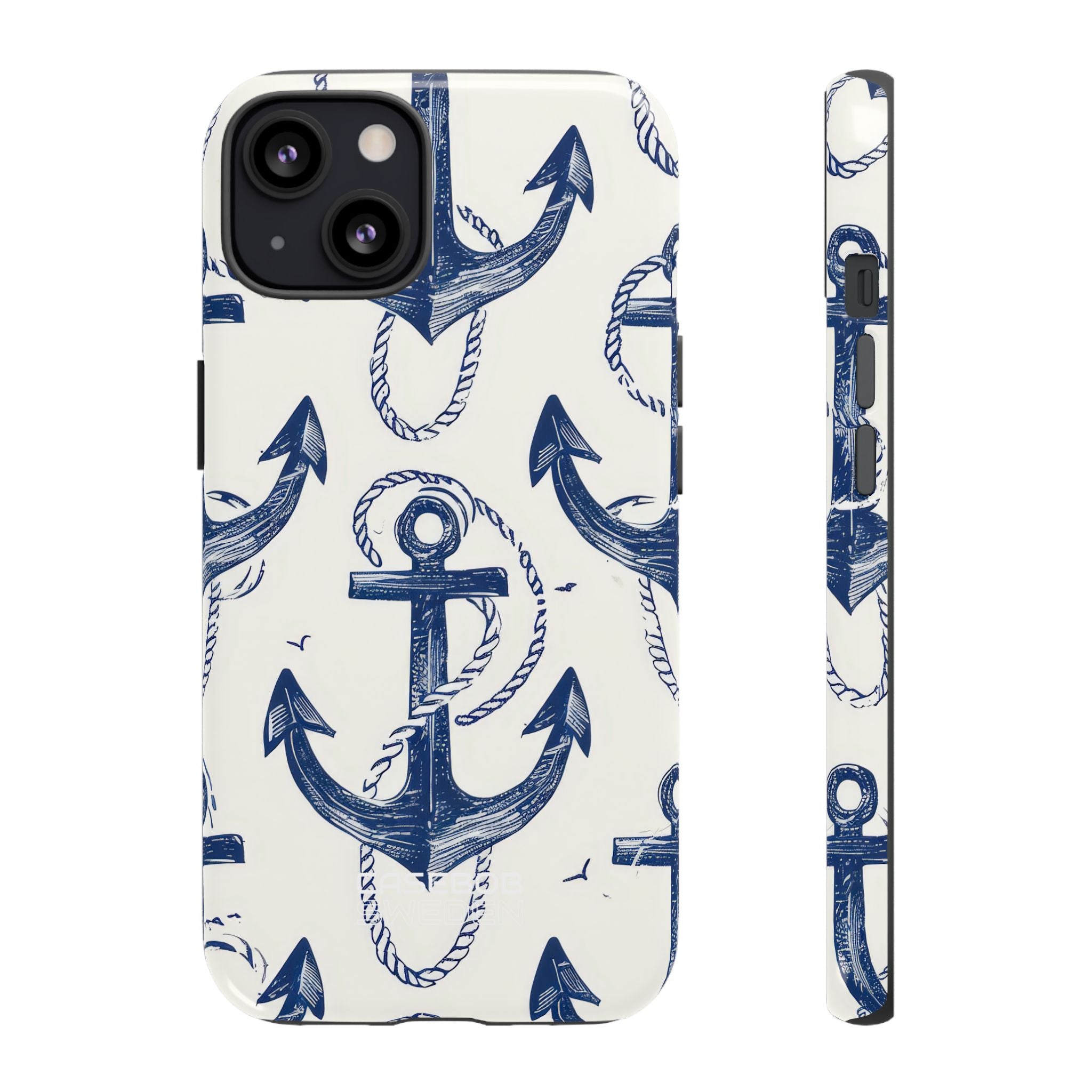 Navy Anchor Tapestry iPhone 13 - Tough