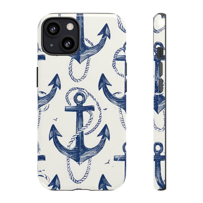 Navy Anchor Tapestry iPhone 13 - Tough