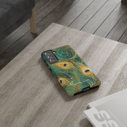 Peacock Elegance in Teal and Gold  Samsung S21 - Tough Phone Case