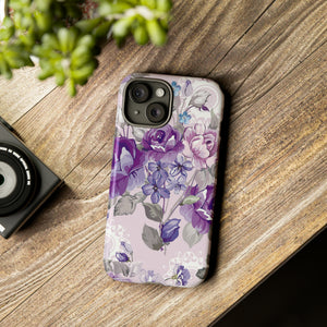 Beautiful vintage purple flower iPhone case (Protective) - Protective Phone Case