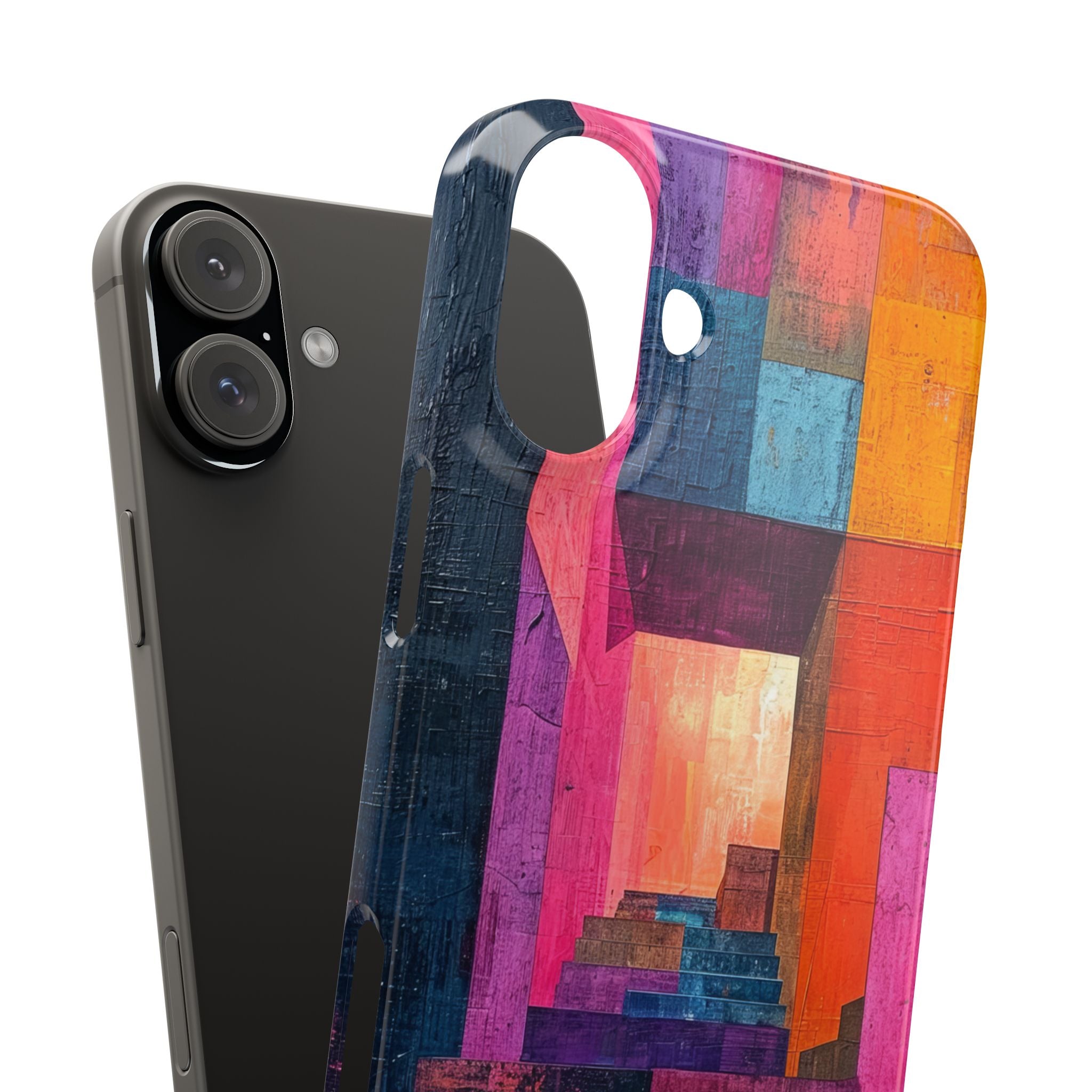 Pink Orange Geometry - Slim iPhone 16 Phone Case