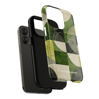 Green Geometric Harmony - Tough + MagSafe® iPhone 14 Phone Case