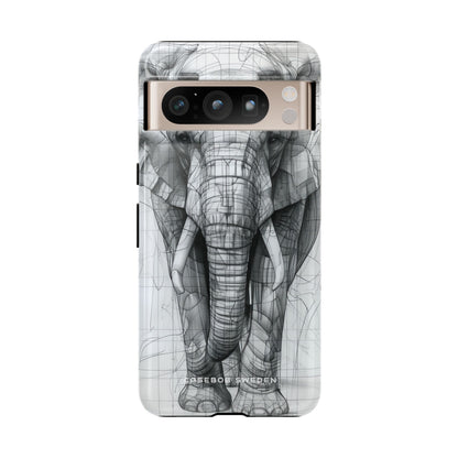 Elephant Line Geometry Google Pixel 8 - Tough Phone Case