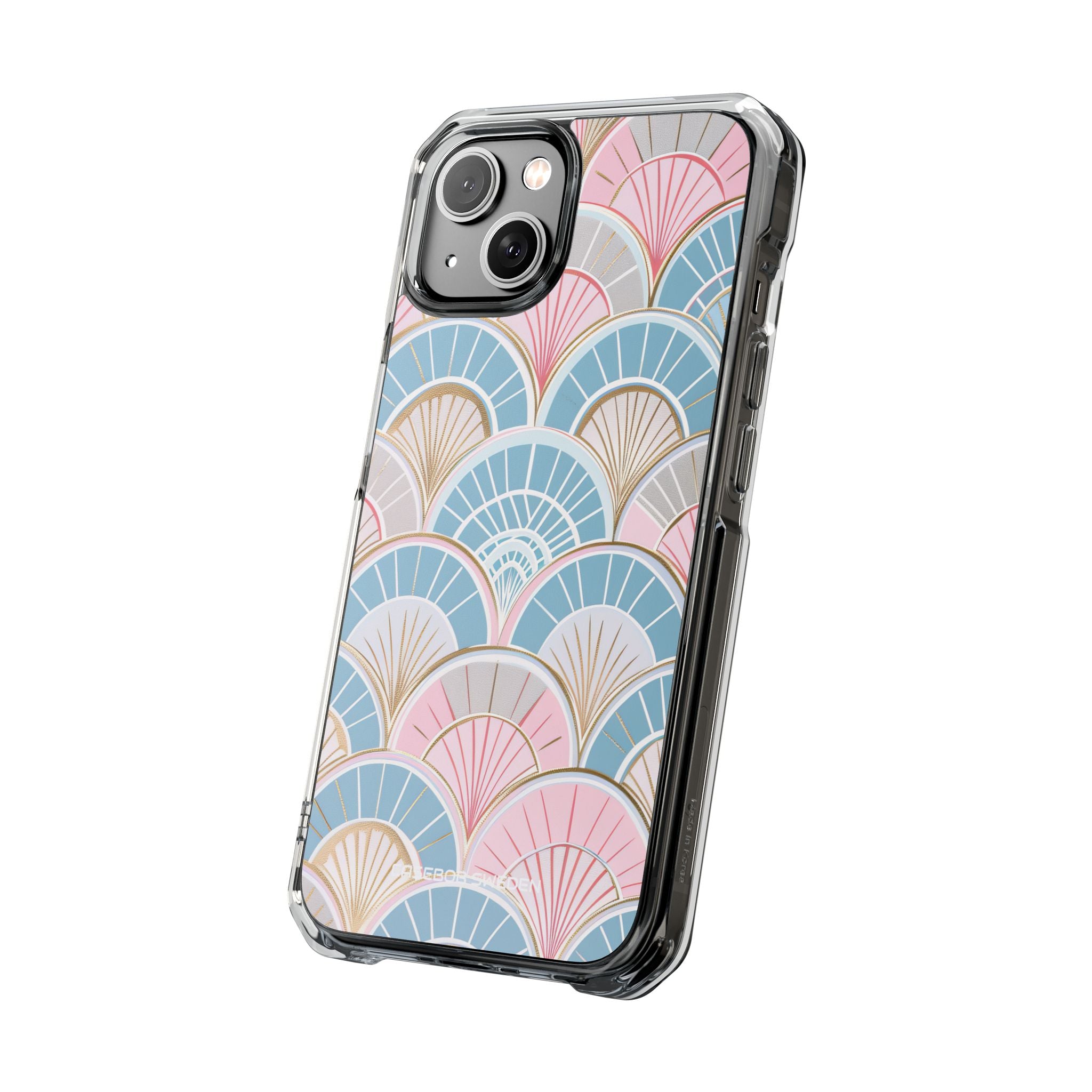 Art Deco Pastel Fan Pattern - Clear Impact iPhone 14 Phone Case