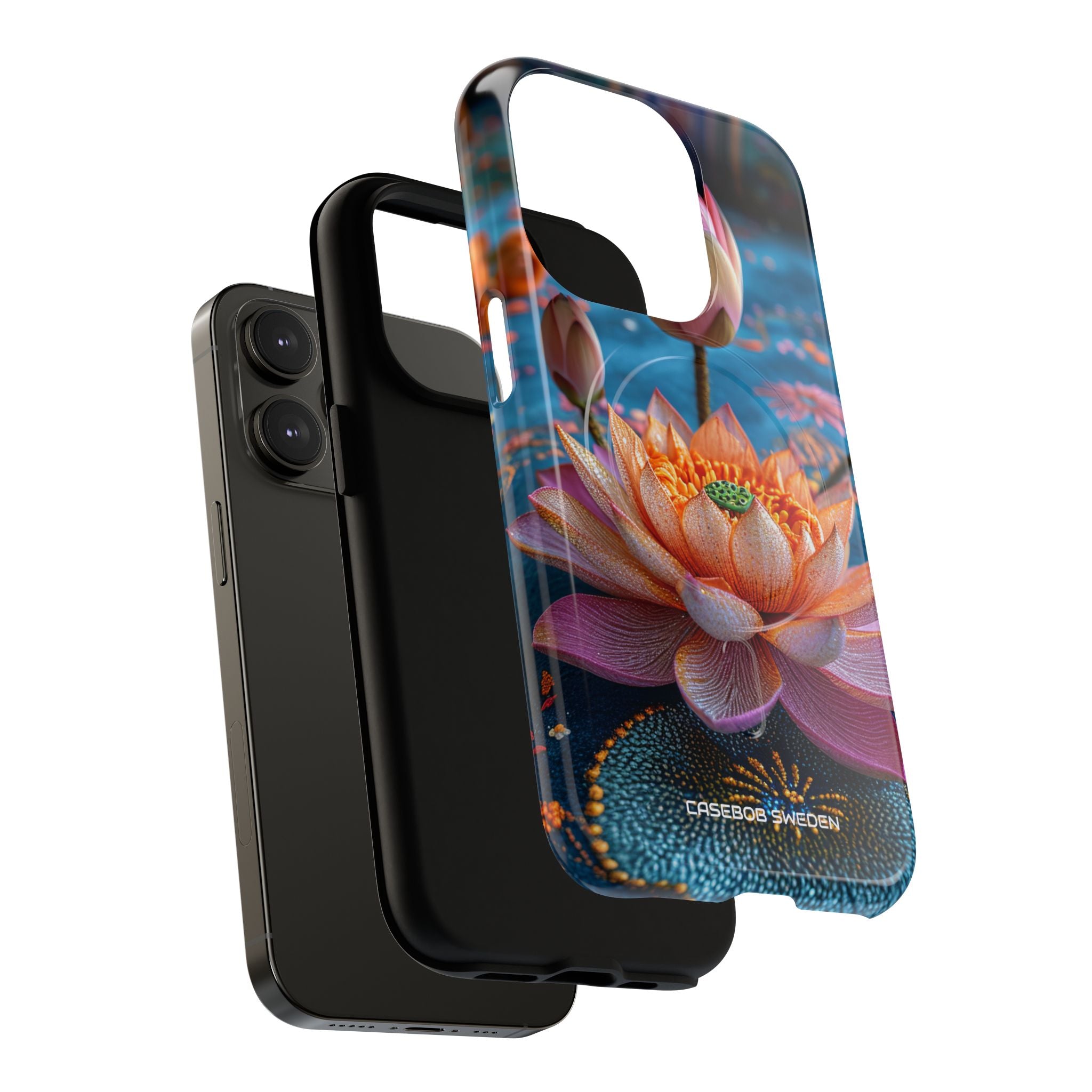 Vibrant Lotus Embroidery - Tough + MagSafe® iPhone 14 Phone Case