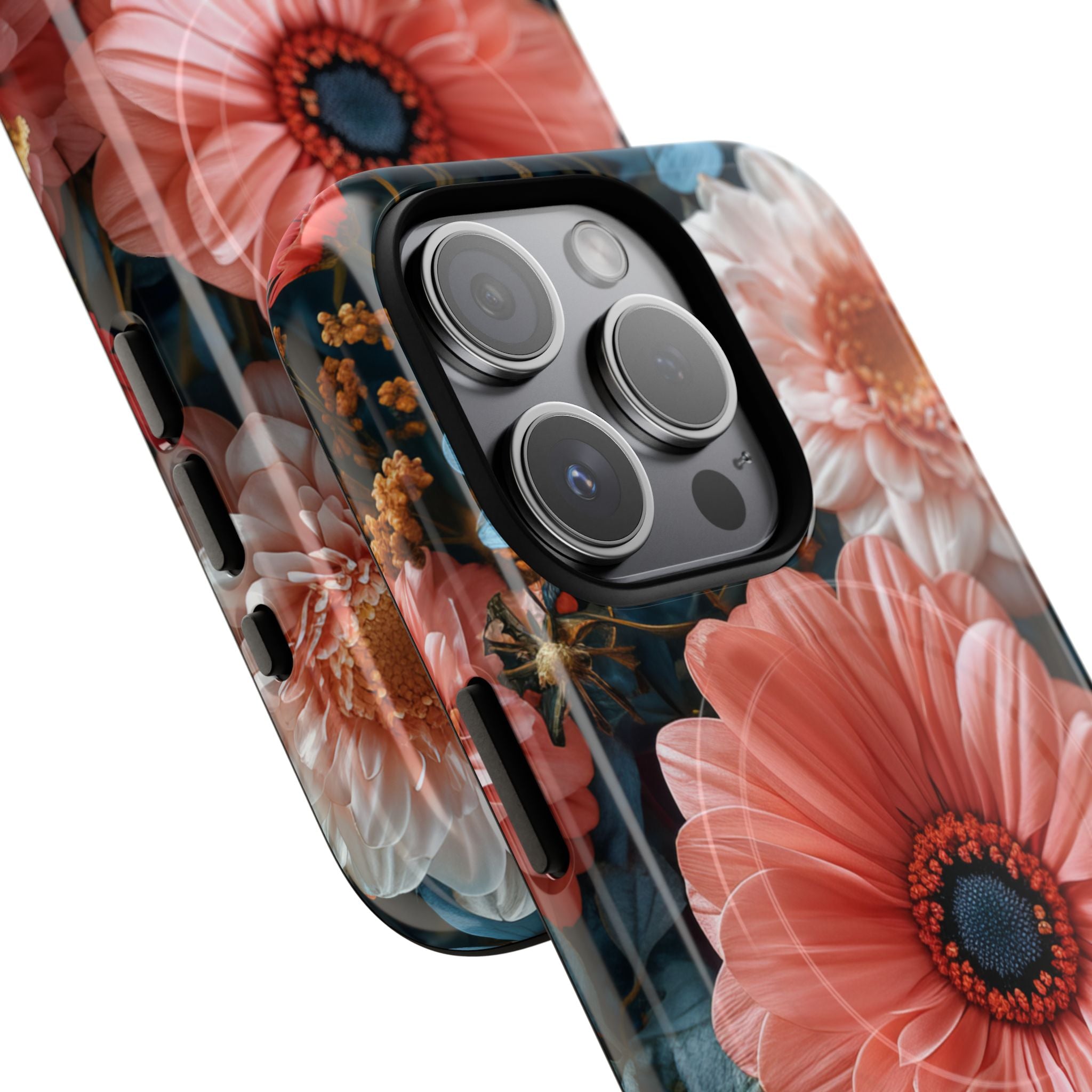 Coral Teal Blooms - Tough + MagSafe® iPhone 15 Phone Case