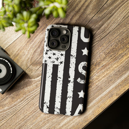 Black n White U.S Flag - Protective Phone Case