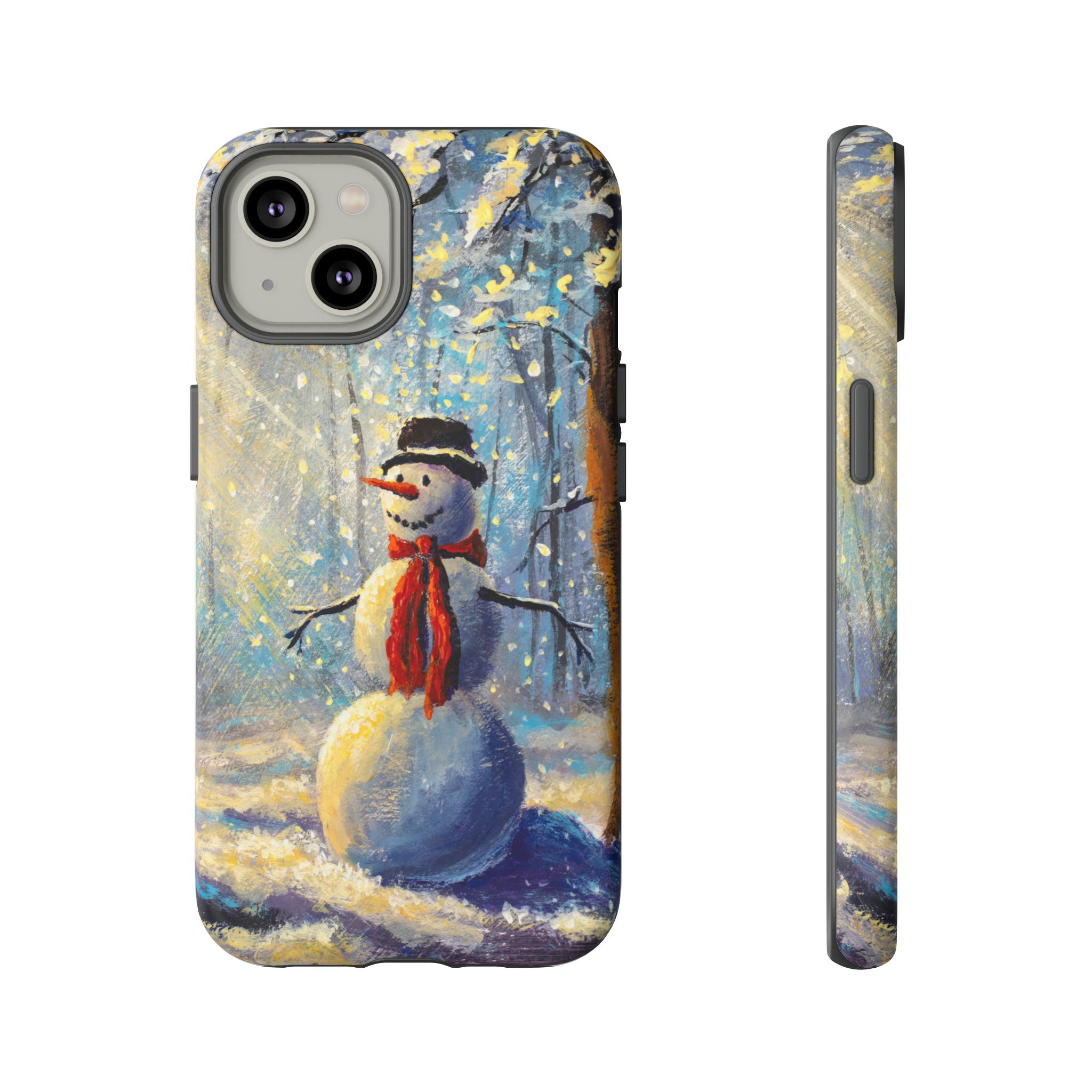 Oil painting - Happy Snowman - Protective Phone Case