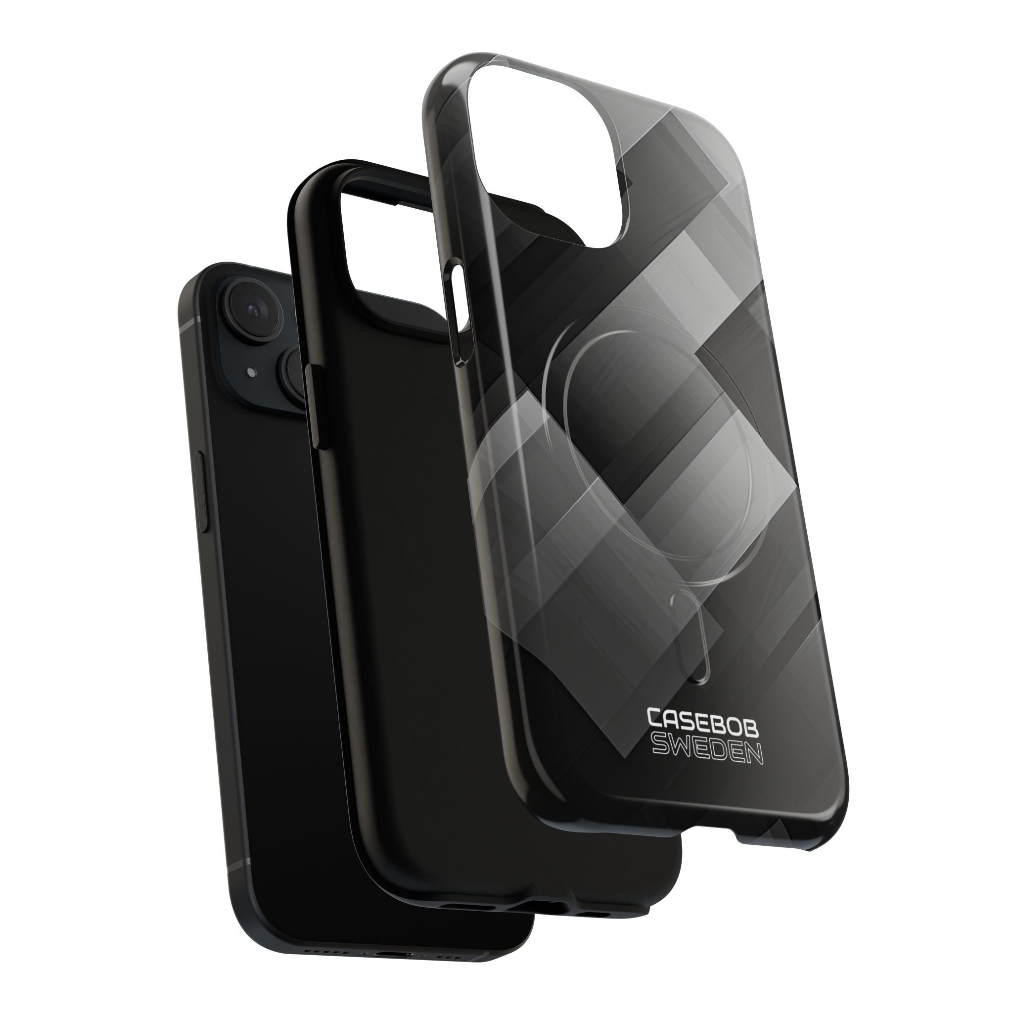 Grayscale Geometric Layers iPhone 15 - Tough+