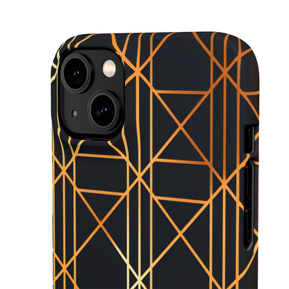 Golden Geometric Elegance iPhone 14 - Slim Phone Case