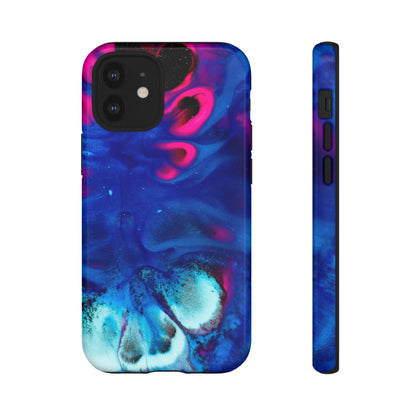 Bright Dark Blue Ink Art iPhone Case (Protective) iPhone 12 Mini Glossy Phone Case