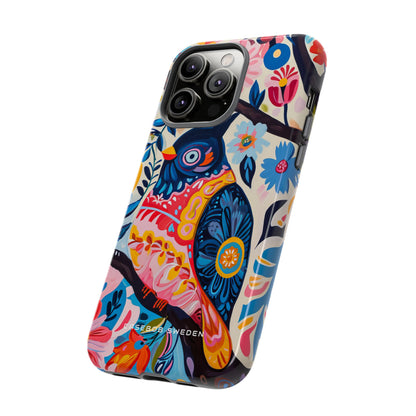 Whimsical Vintage Owl with Floral Charm iPhone 14 - Tough Phone Case