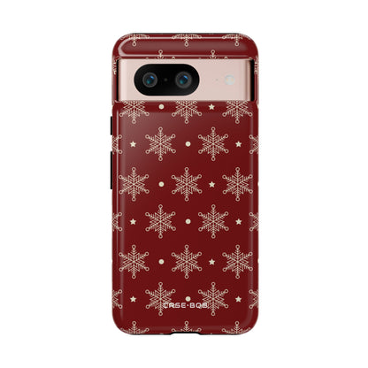 Cream Snowflake Crimson Google Pixel 8 Case - Tough