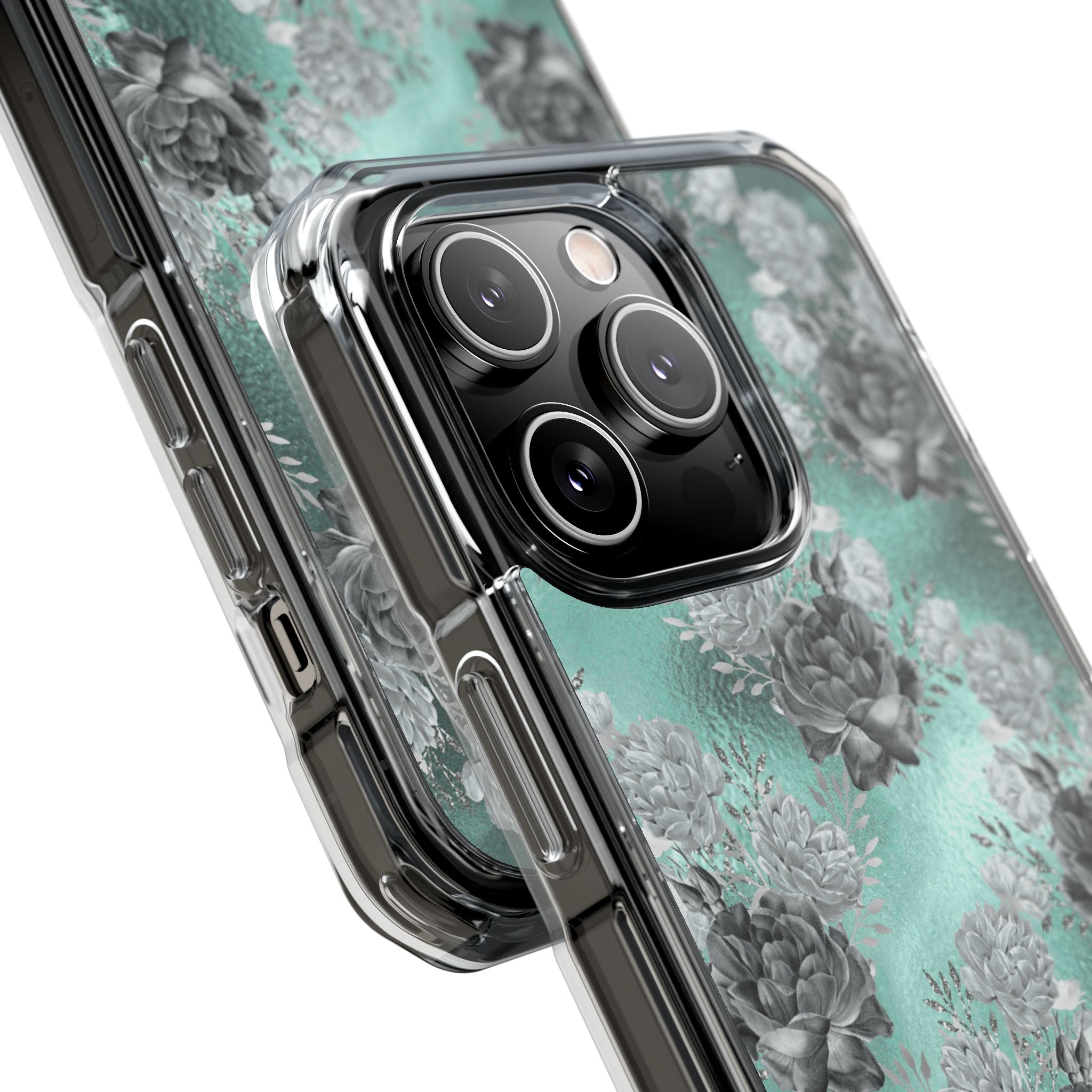Teal Floral Elegance iPhone Case - Impact