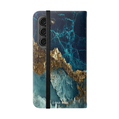Golden Fracture Teal - Samsung S23 Case - Wallet
