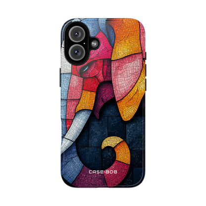Mosaic Elephant Blue iPhone 16 Plus Case - Tough