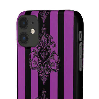 Gothic Elegance with Vertical Stripes and Ornamental Motifs iPhone 11 - Slim Phone Case