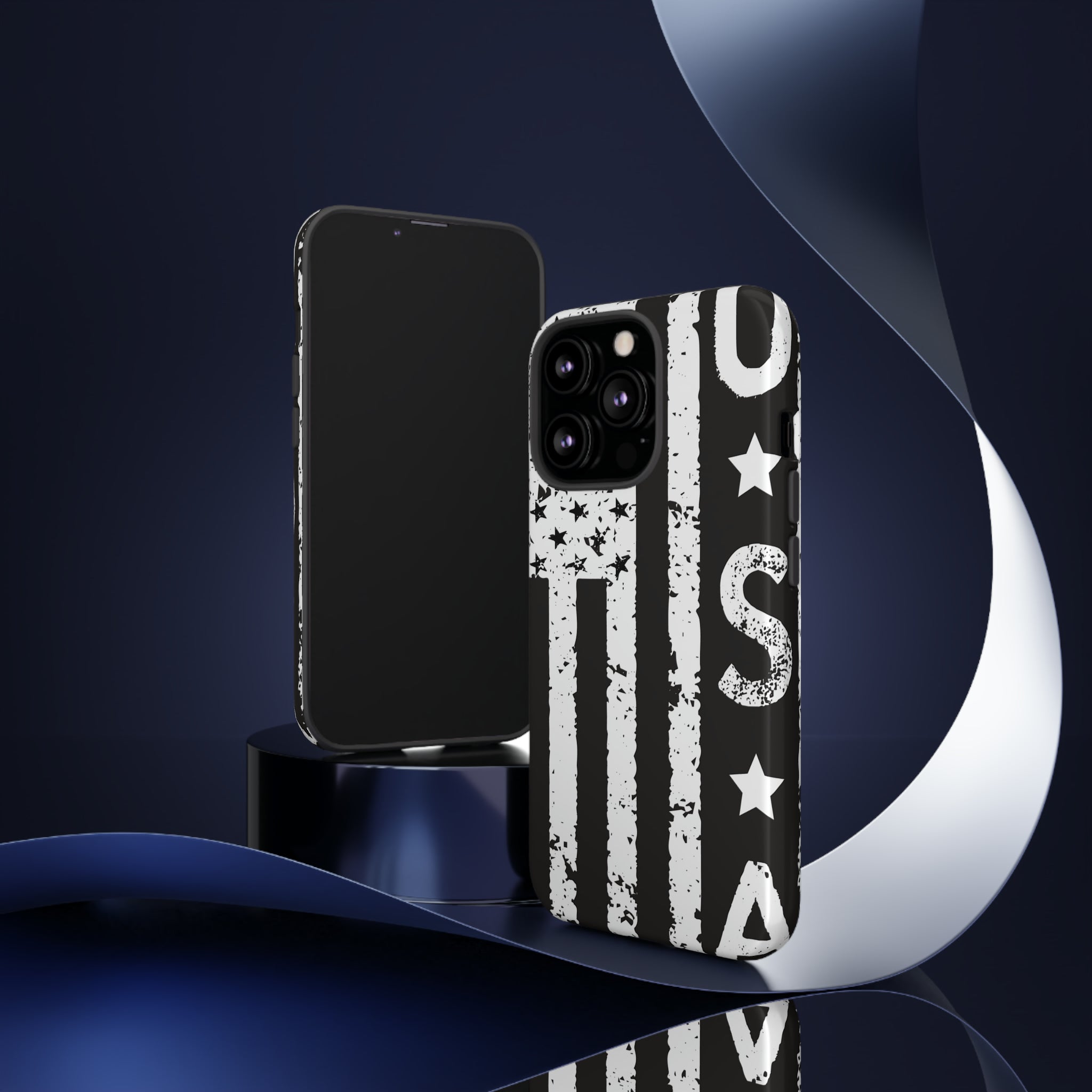 Black n White U.S Flag - Protective Phone Case