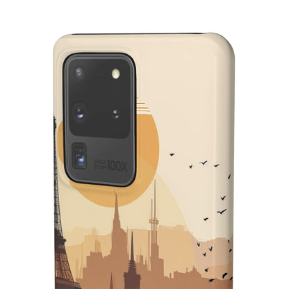 Eiffel Tower Silhouette with Birds and Sun Reflection Samsung S20 - Slim Phone Case