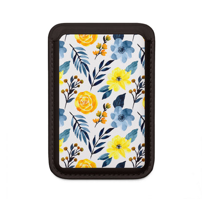 Keltainen Sininen Kukat Lompakko – MagSafe Valmis