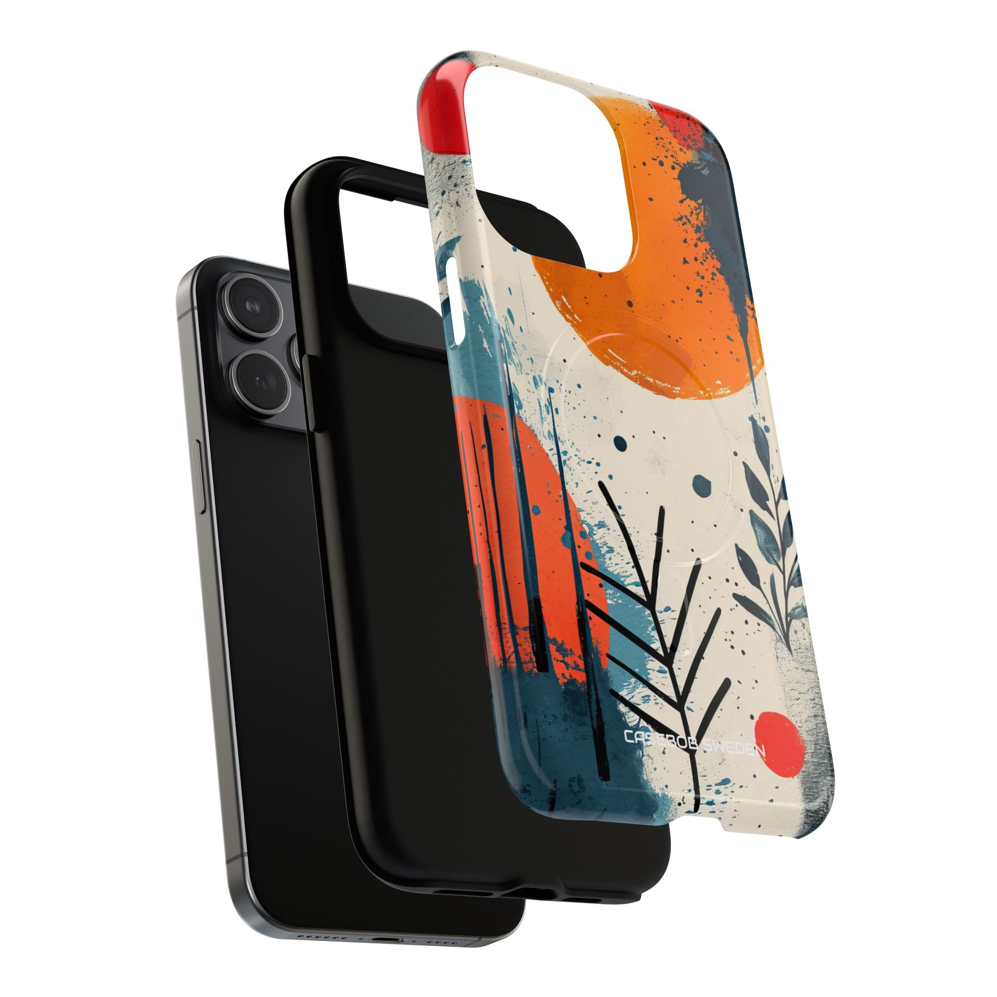 Orange Blue Splash - Tough + MagSafe® iPhone 15 Phone Case