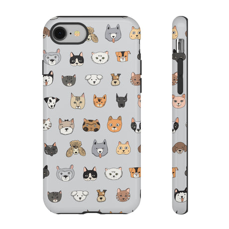 Cats n Dogs Pattern iPhone Case (Protective) iPhone 8 Glossy Phone Case