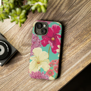 Colorful flowers in watercolor iPhone case (Protective) - Protective Phone Case