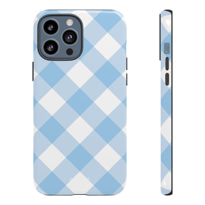 Soft Blue Gingham Elegance - iPhone Case