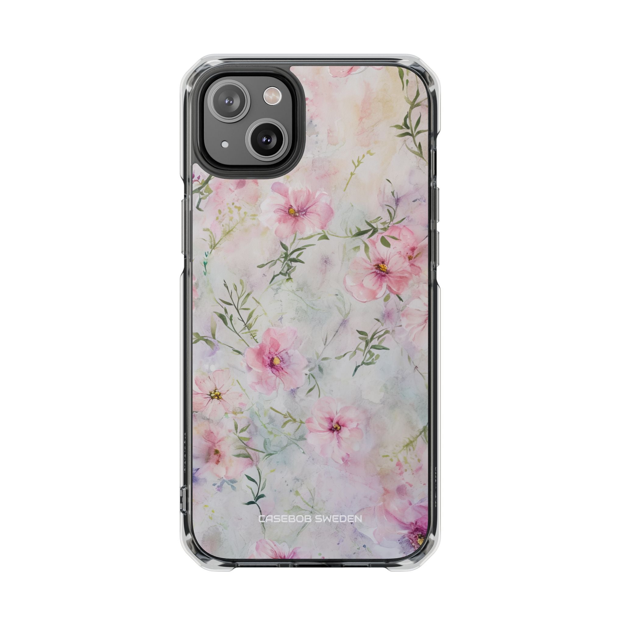 Pink Floral Watercolor Decor - Clear Impact iPhone 14 Phone Case