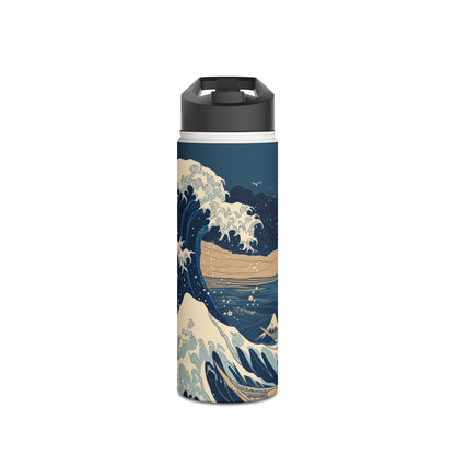 Cresting Navy Wave - Stainless Steel Water Bottle