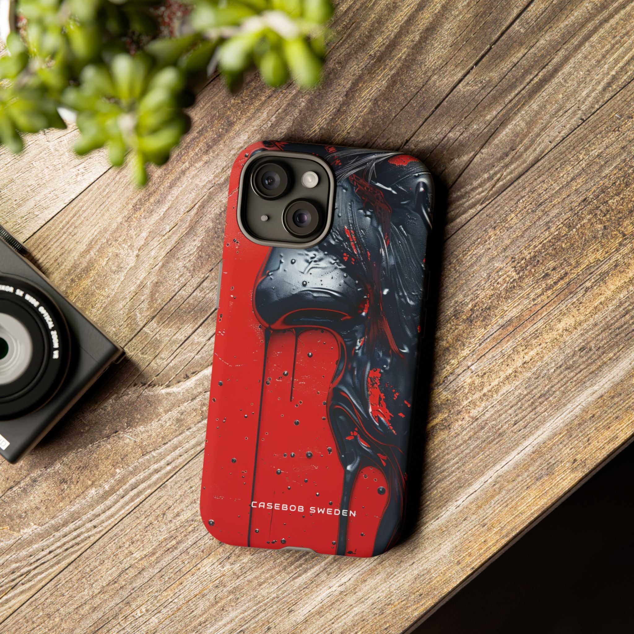 Textured Crimson Bloom iPhone 15 - Tough Phone Case