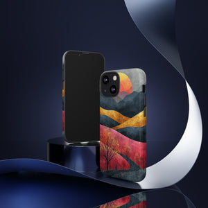 Nature's Geometry: Bright Sunset Mountain - Protective Phone Case