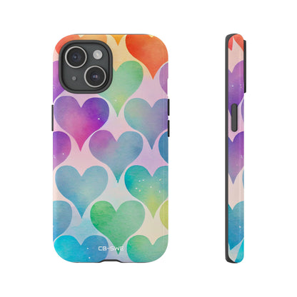 Watercolor Heart Symphony - iPhone Case
