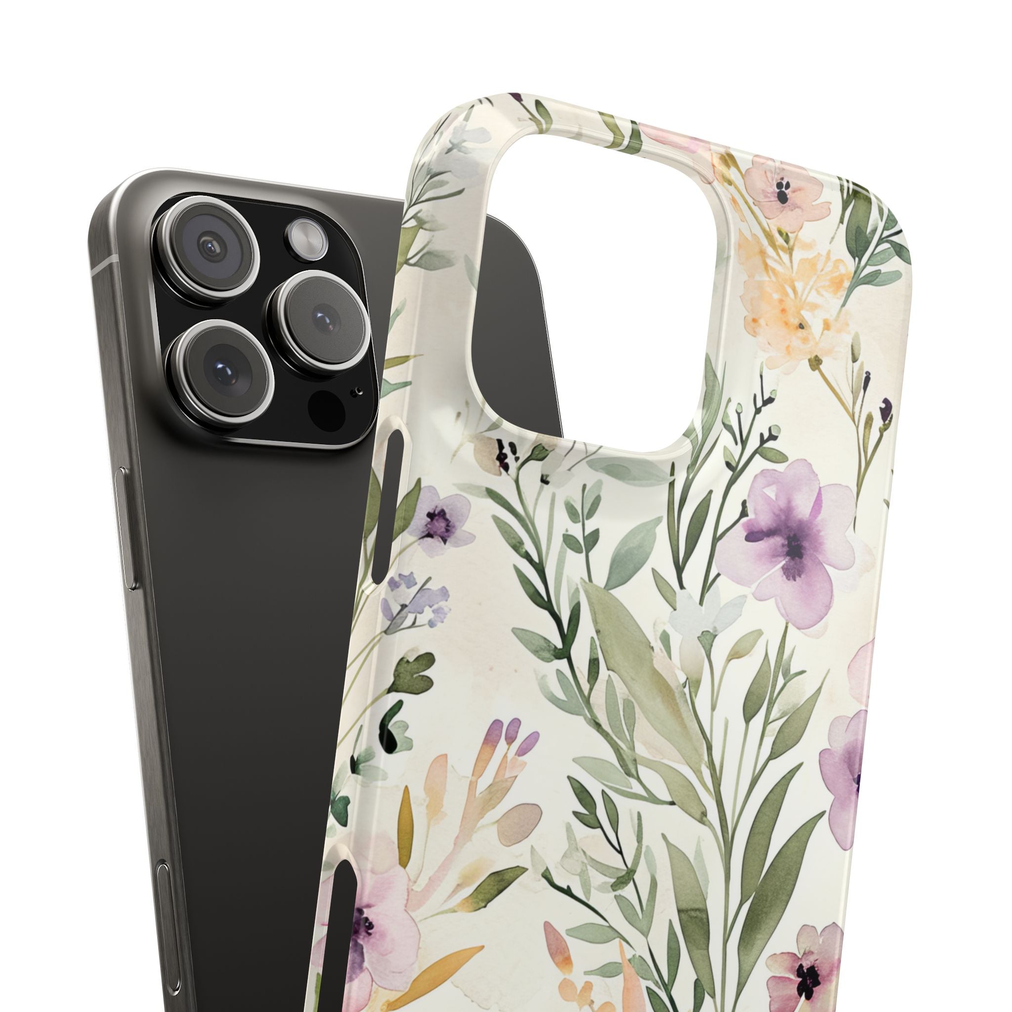 Soft Green Lavender Floral Pattern - Slim iPhone 16 Phone Case