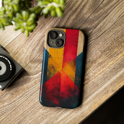 Center Point Bright Red Geometry - Protective Phone Case