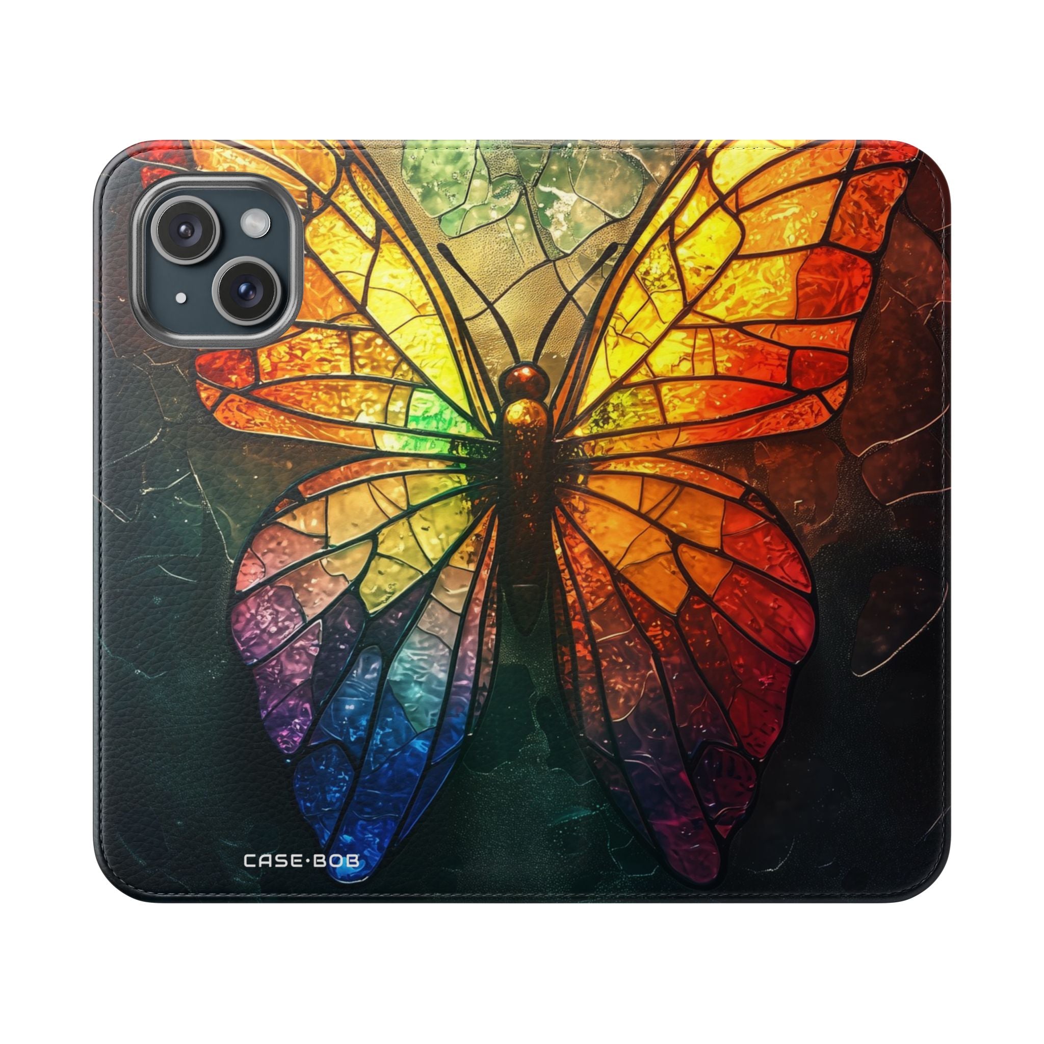 Stained Glass Butterfly - iPhone 15 Case - Wallet