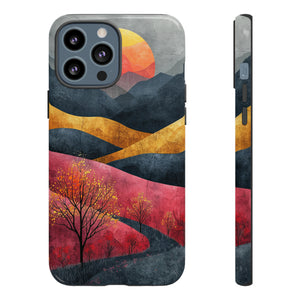 Nature's Geometry: Bright Sunset Mountain - Protective Phone Case