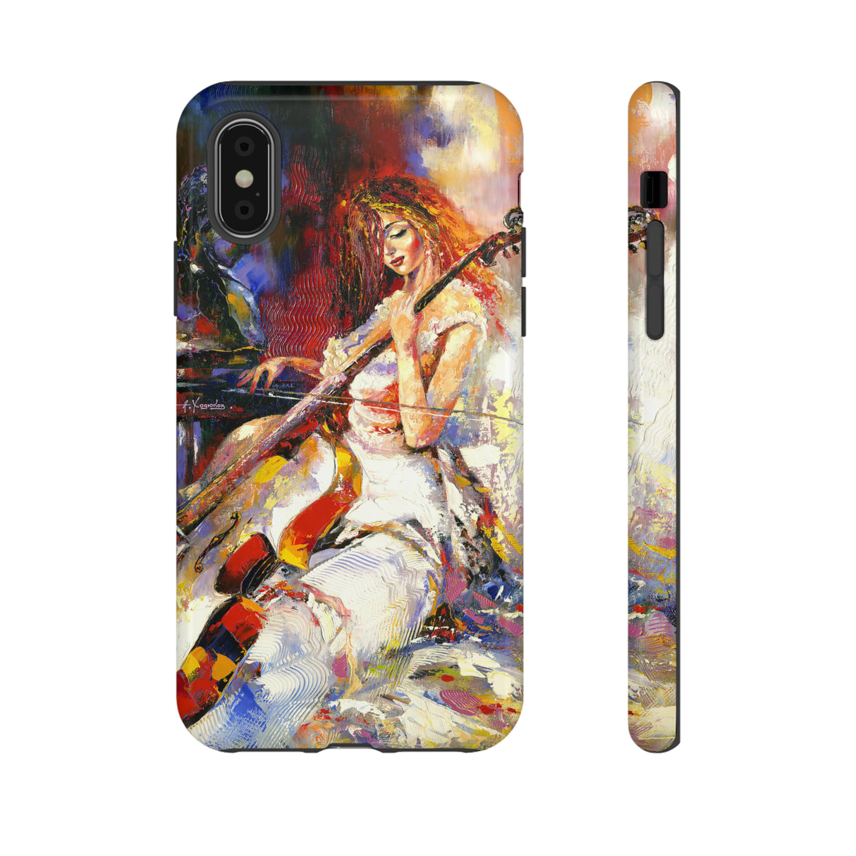 Oil panting - Girl playing Violoncello - Protective Phone Case