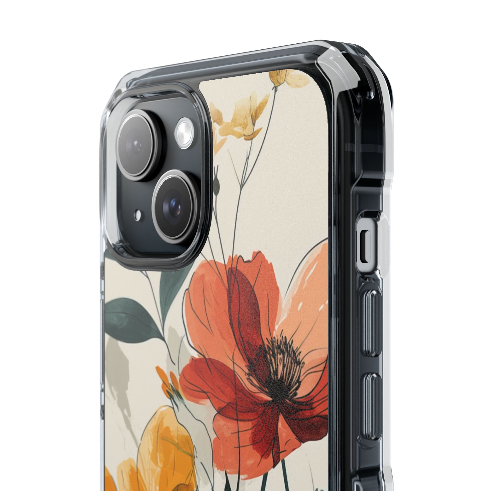 Elegant Floral Harmony iPhone 15 - Clear Impact Phone Case