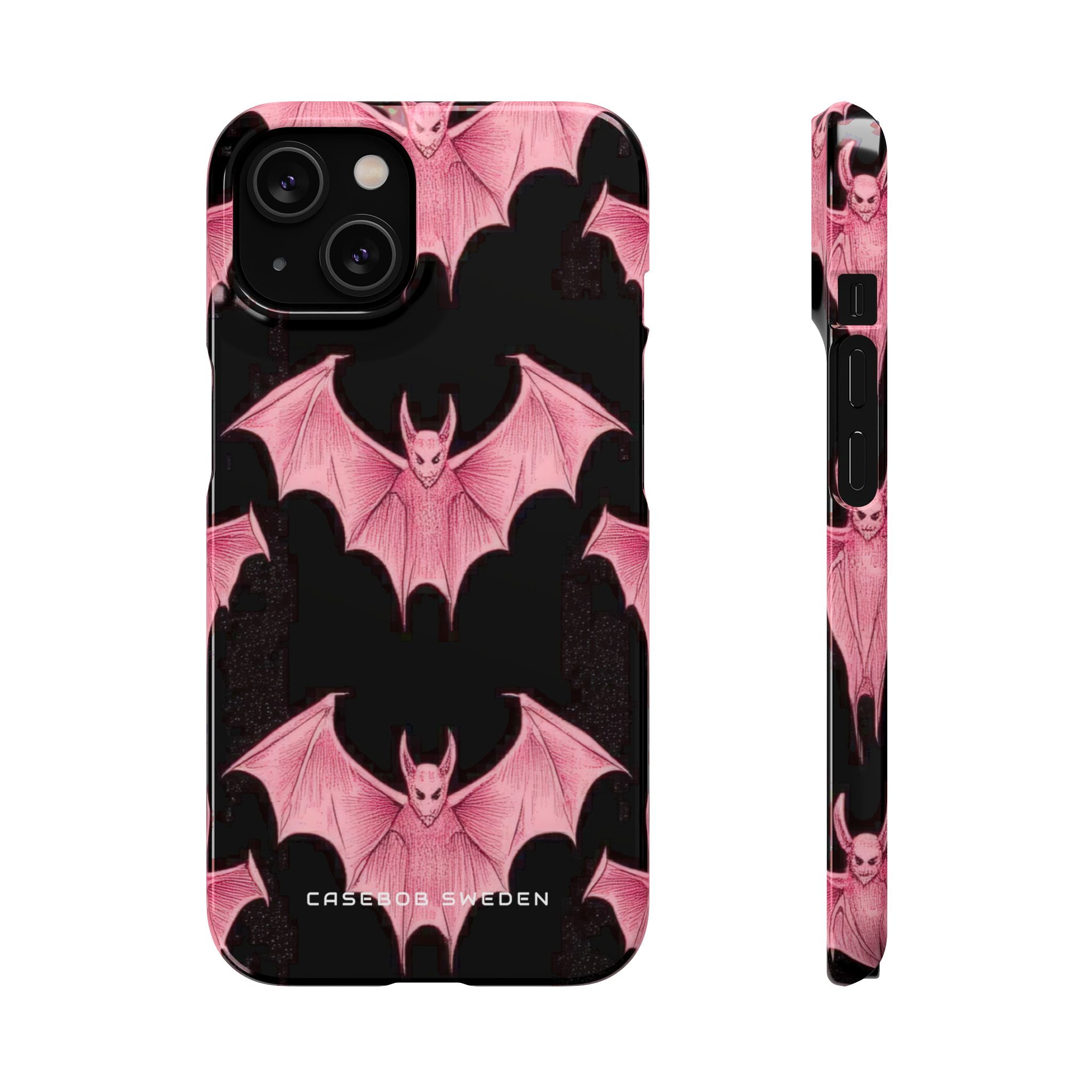 Gothic Pink Bats Aflame iPhone 14 - Schlanke Handyhülle