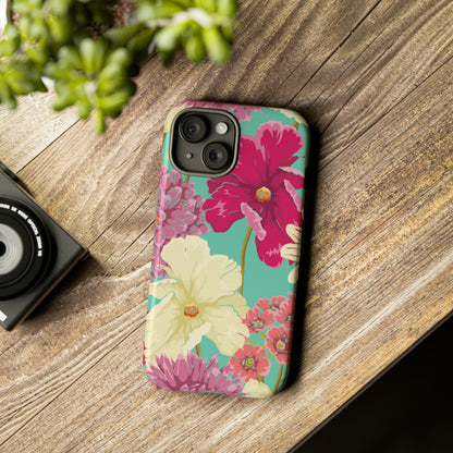 Colorful flowers in watercolor iPhone case - Protective Phone Case