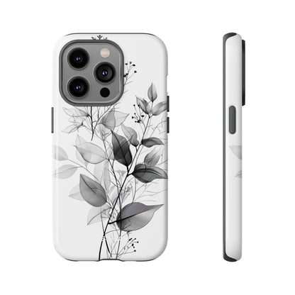 Veined Leaves Gray iPhone 14 Pro Case - Tough