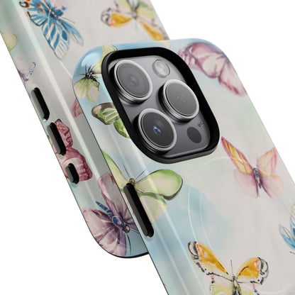 Watercolor Butterfly Bliss - Tough + MagSafe® iPhone 15 Phone Case